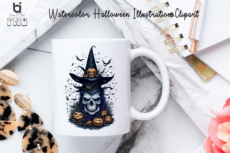 watercolor-halloween-illustration-clipart-mug-sublimation-design