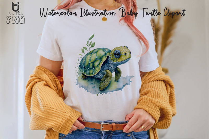 watercolor-illustration-baby-turtle-clipart-mug-sublimation-design