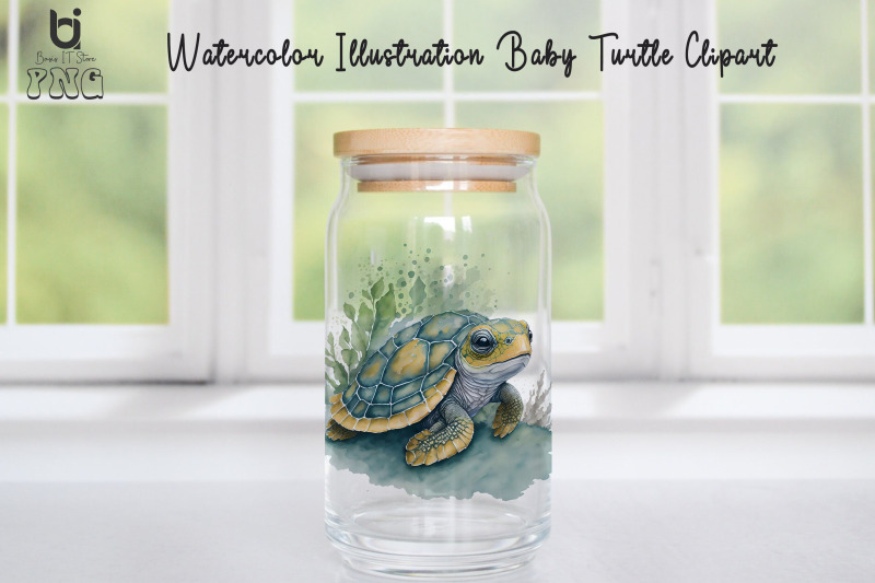 watercolor-illustration-baby-turtle-clipart-mug-sublimation-design