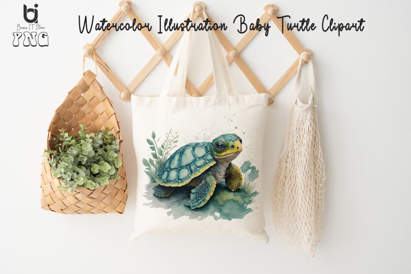 watercolor-illustration-baby-turtle-clipart-mug-sublimation-design