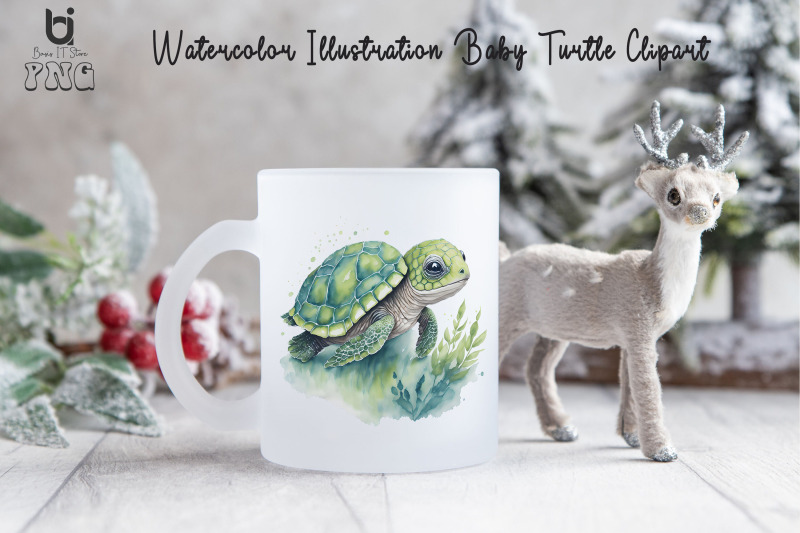watercolor-illustration-baby-turtle-clipart-mug-sublimation-design