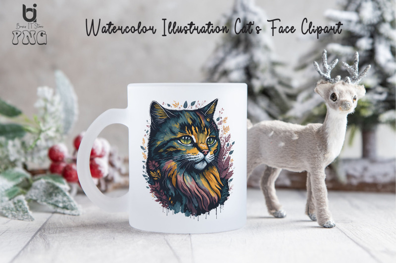 watercolor-illustration-cat-039-s-face-clipart-png-sublimation