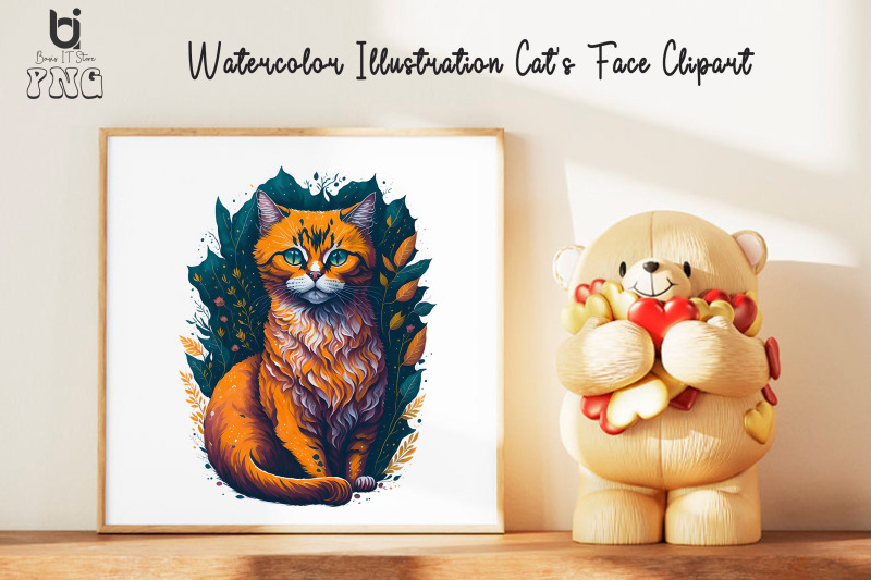 watercolor-illustration-cat-039-s-face-clipart-png-sublimation