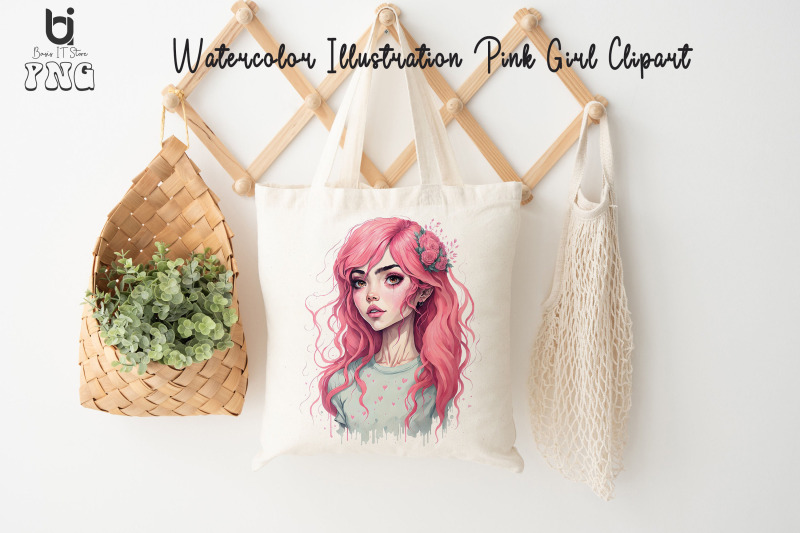 watercolor-illustration-pink-girl-clipart-mug-png-design