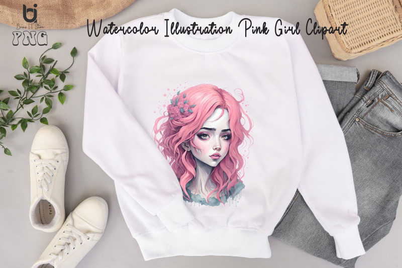 watercolor-illustration-pink-girl-clipart-mug-png-design