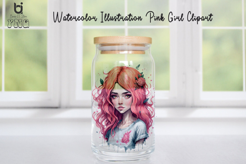 watercolor-illustration-pink-girl-clipart-mug-png-design