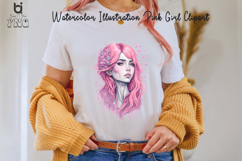 watercolor-illustration-pink-girl-clipart-mug-png-design