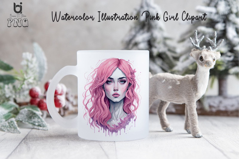 watercolor-illustration-pink-girl-clipart-mug-png-design