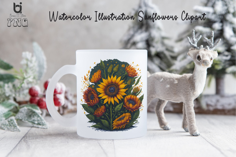 watercolor-illustration-sunflowers-clipart-mug-png-design