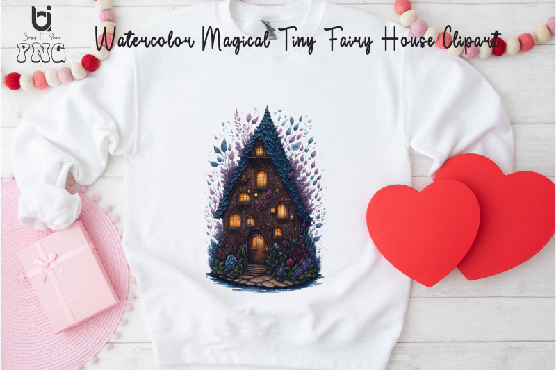 watercolor-magical-tiny-fairy-house-clipart-mug-png-design