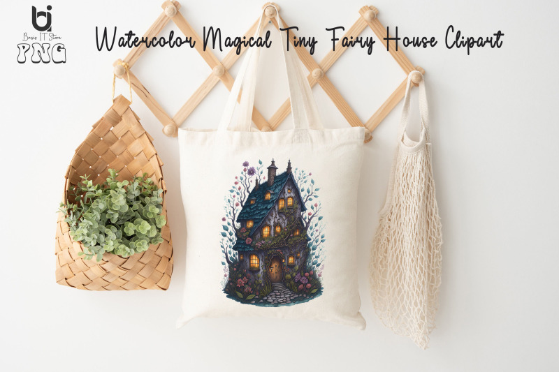 watercolor-magical-tiny-fairy-house-clipart-mug-png-design