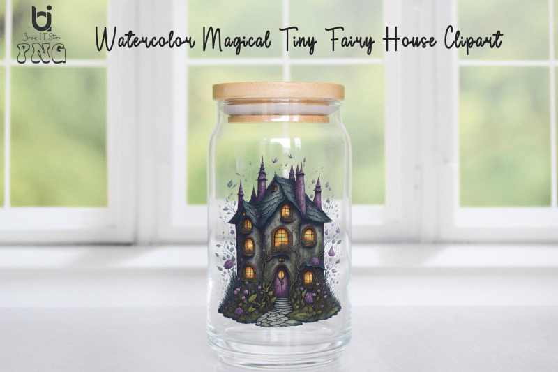 watercolor-magical-tiny-fairy-house-clipart-mug-png-design