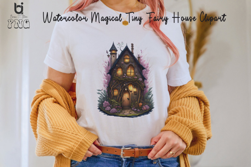 watercolor-magical-tiny-fairy-house-clipart-mug-png-design