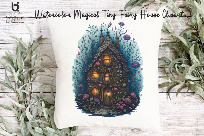 watercolor-magical-tiny-fairy-house-clipart-mug-png-design