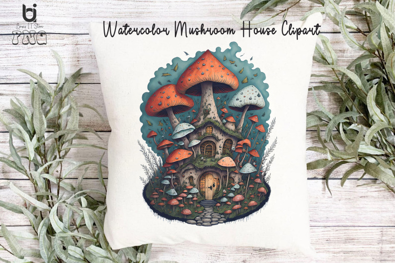 watercolor-mushroom-house-clipart-mug-sublimation-design