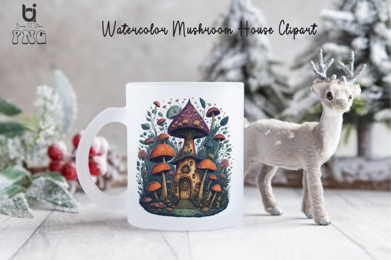 watercolor-mushroom-house-clipart-mug-sublimation-design