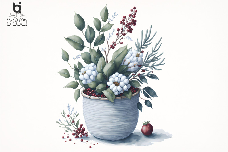 watercolor-new-year-christmas-knitted-planter-clipart