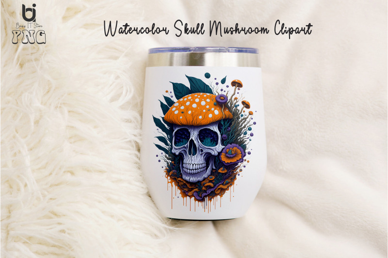 watercolor-skull-mushroom-clipart-mug-sublimation-design