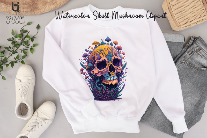 watercolor-skull-mushroom-clipart-mug-sublimation-design