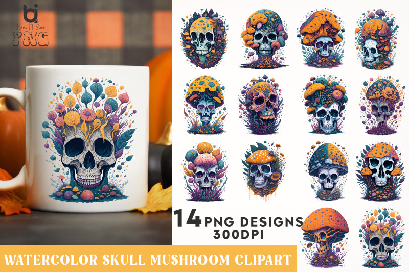 watercolor-skull-mushroom-clipart-mug-sublimation-design