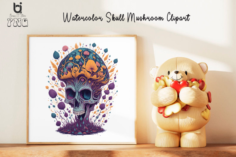 watercolor-skull-mushroom-clipart-mug-sublimation-design