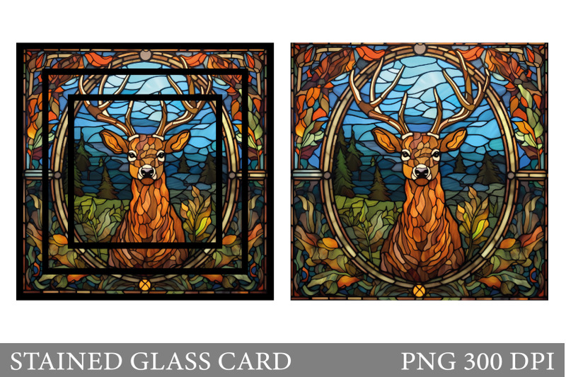 stained-glass-deer-card-deer-stained-glass-card-sublimation