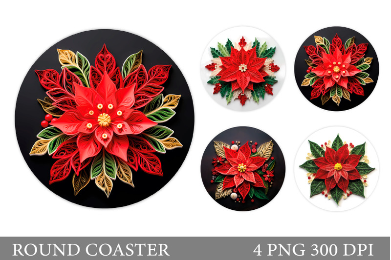 poinsettia-round-coaster-flowers-poinsettia-coaster-design