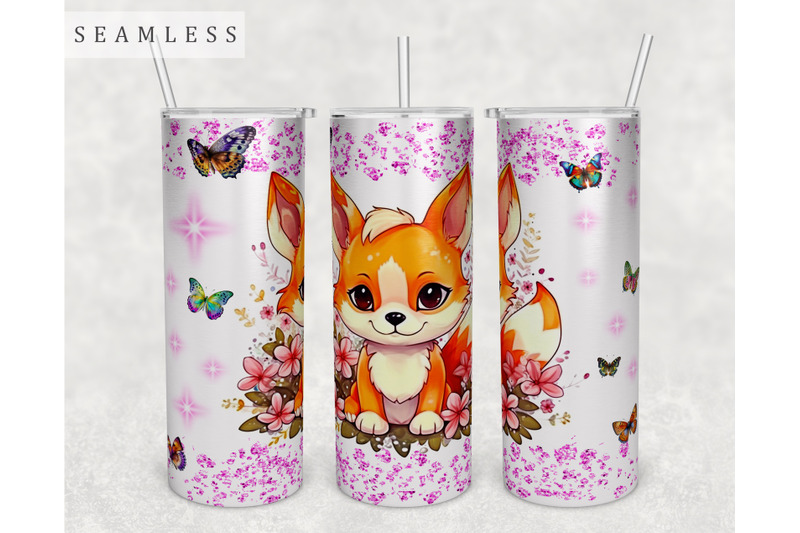 baby-fox-tumbler-wrap-20oz-skinny-tumbler-sublimation-design-png