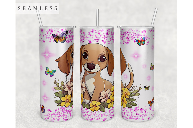 dachshund-puppy-tumbler-wrap-20oz-skinny-tumbler-sublimation-design