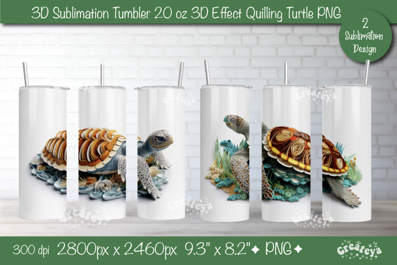 3d-turtle-tumbler-bundle-sea-turtle-sublimation-tumbler-3d-quilling-tu