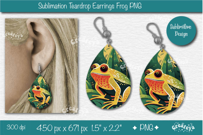 frog-earrings-sublimation-teardrop-earring-sublimation-green-color