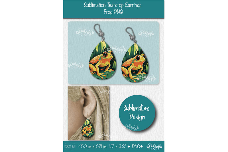 frog-earrings-sublimation-teardrop-earring-sublimation-green-color