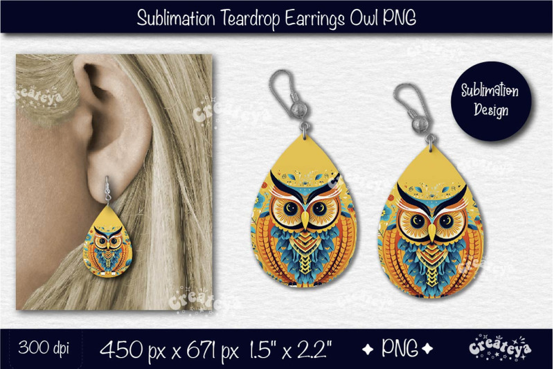 3d-earrings-sublimation-teardrop-earring-3d-owl-country-style