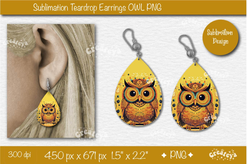 3d-earrings-sublimation-teardrop-earring-3d-owl-country-style