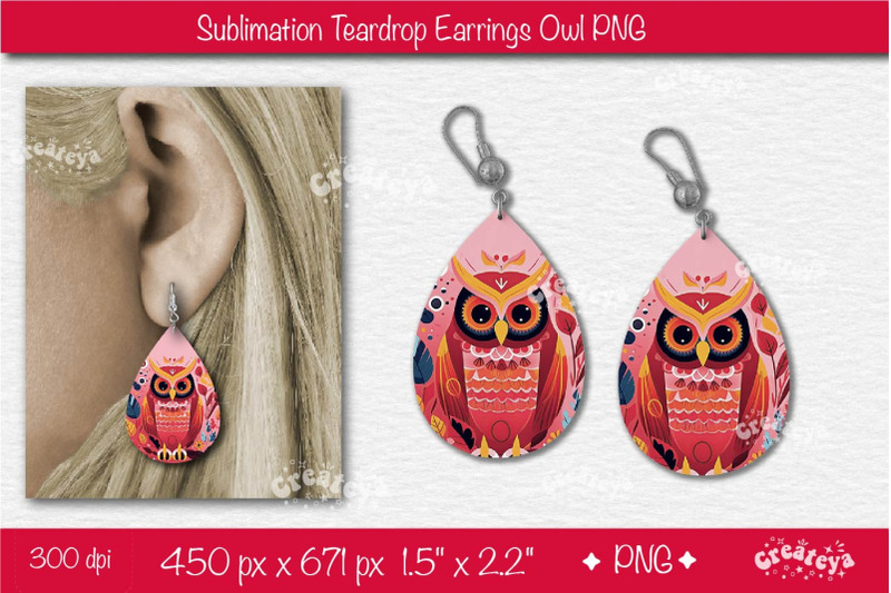 3d-earrings-sublimation-teardrop-earring-3d-owl-country-style