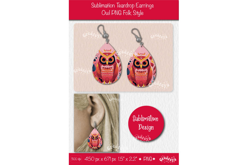 3d-earrings-sublimation-teardrop-earring-3d-owl-country-style