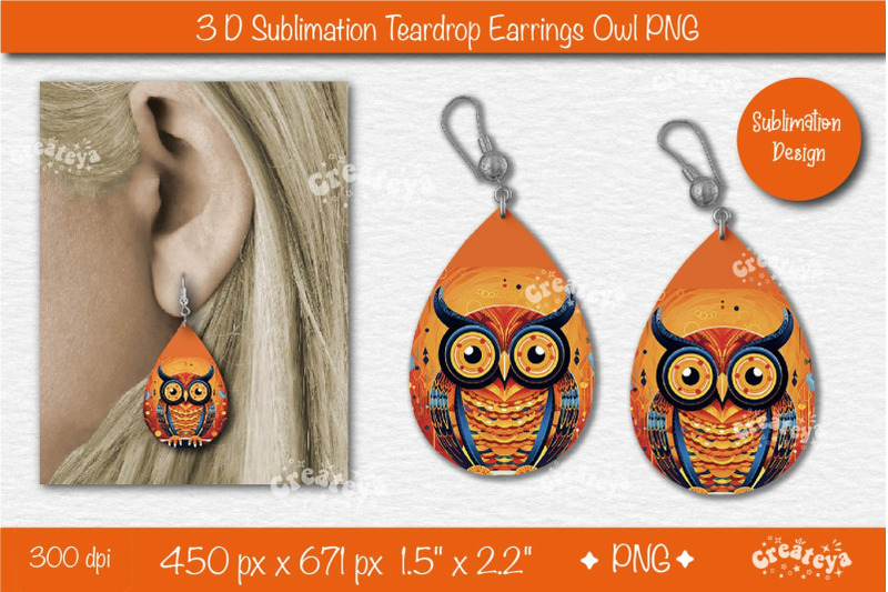 3d-earrings-sublimation-teardrop-earring-3d-owl-country-style