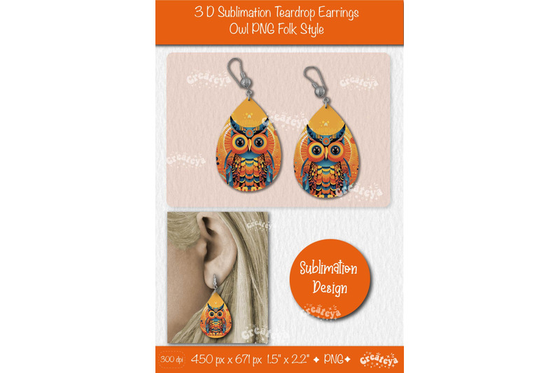 3d-earrings-sublimation-teardrop-earring-3d-owl-country-style