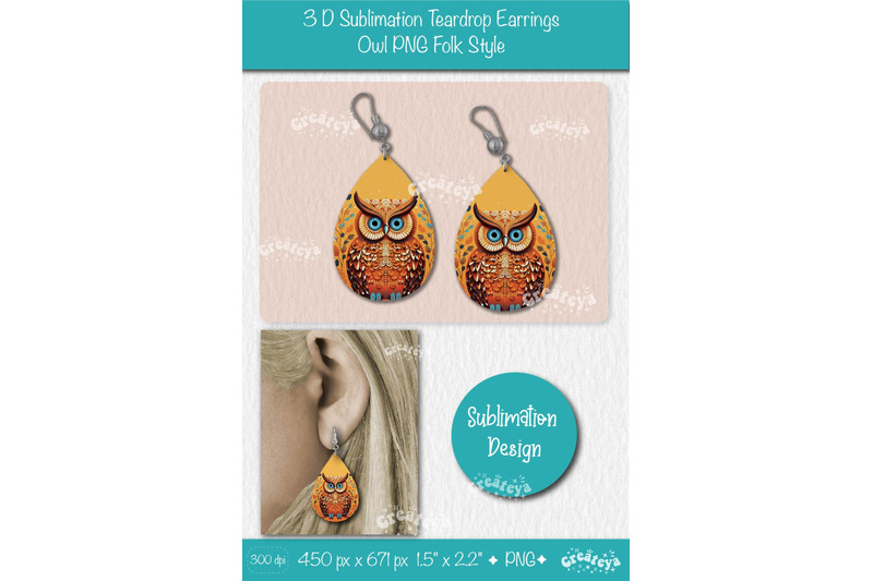 3d-earrings-sublimation-teardrop-earring-3d-owl-country-style