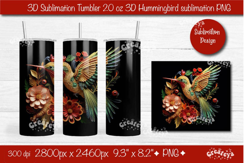 3d-quilling-tumbler-3d-hummingbird-3d-flower-tumbler-20-oz-sublimation