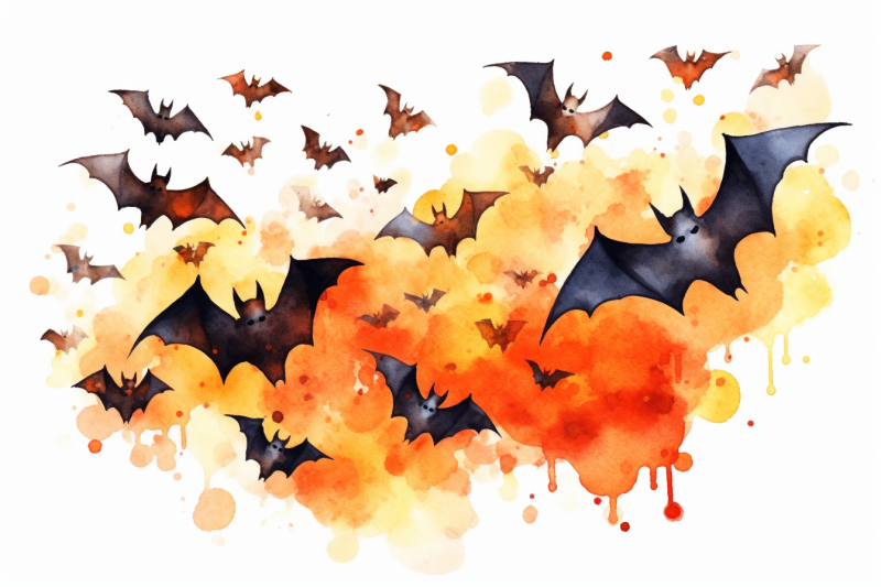 watercolor-group-of-halloween-bats