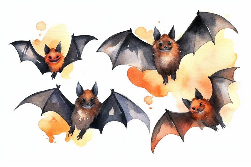 watercolor-group-of-halloween-bats
