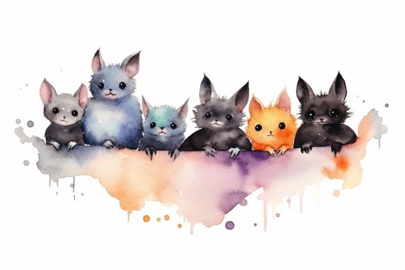 watercolor-group-of-halloween-bats