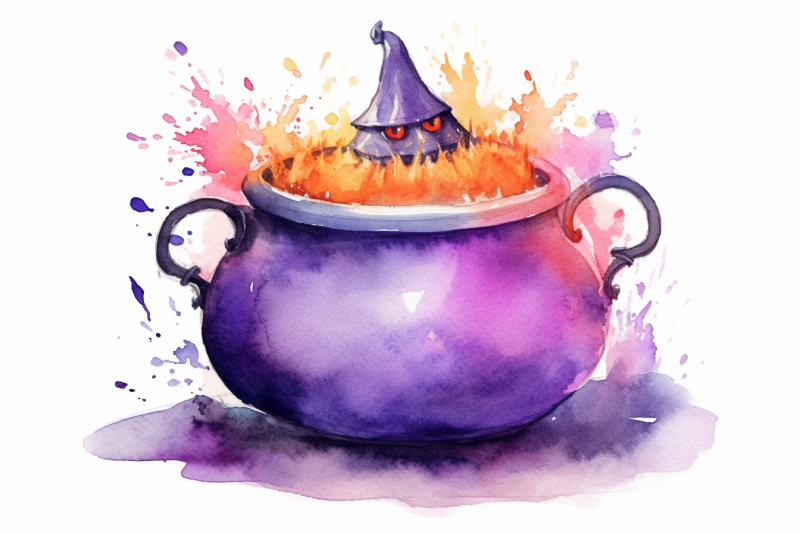 watercolor-halloween-witch-pot