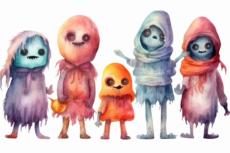 watercolor-halloween-ghouls