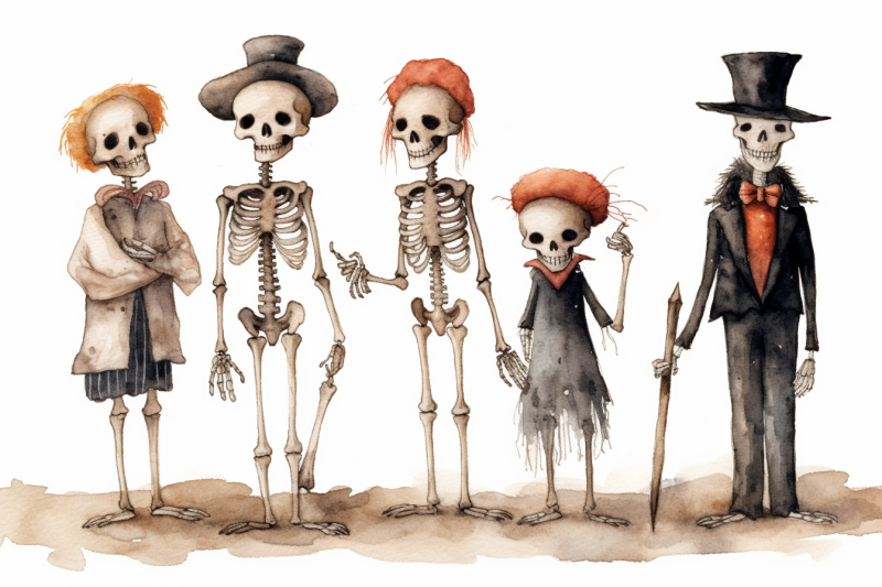 watercolor-halloween-skeletons