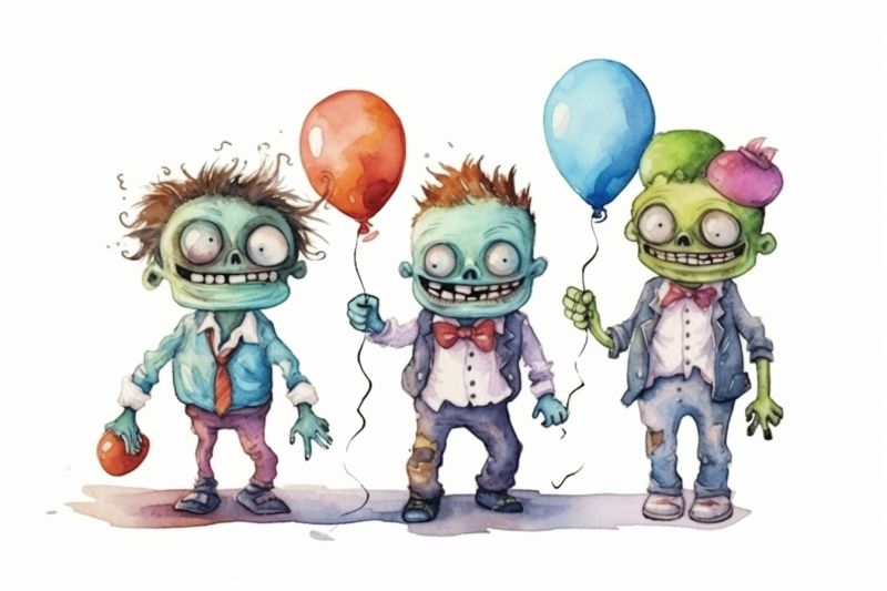 watercolor-group-of-halloween-zombies