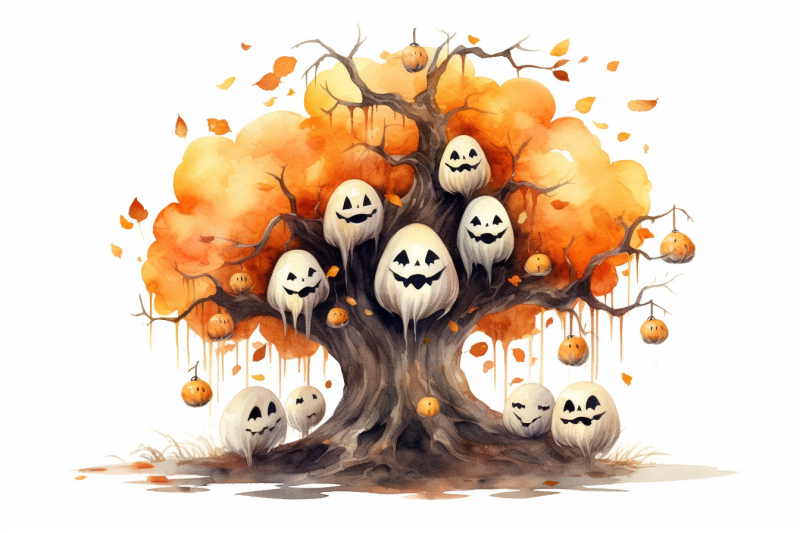 watercolor-halloween-scary-tree