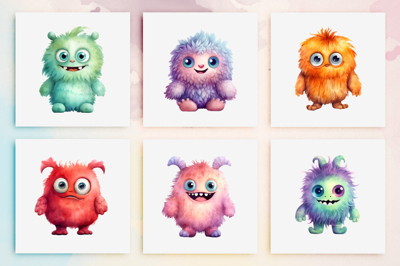 24-kawaii-monsters-clipart-bundle-watercolor-halloween-pngs