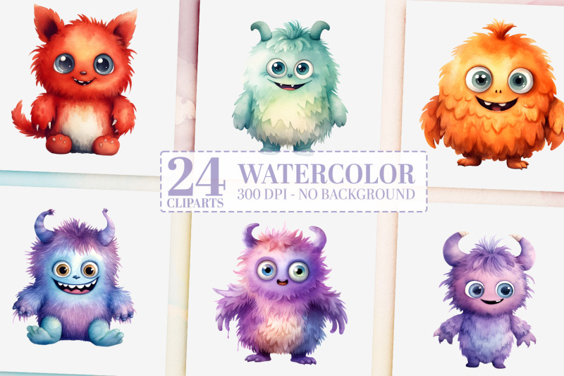 24-kawaii-monsters-clipart-bundle-watercolor-halloween-pngs